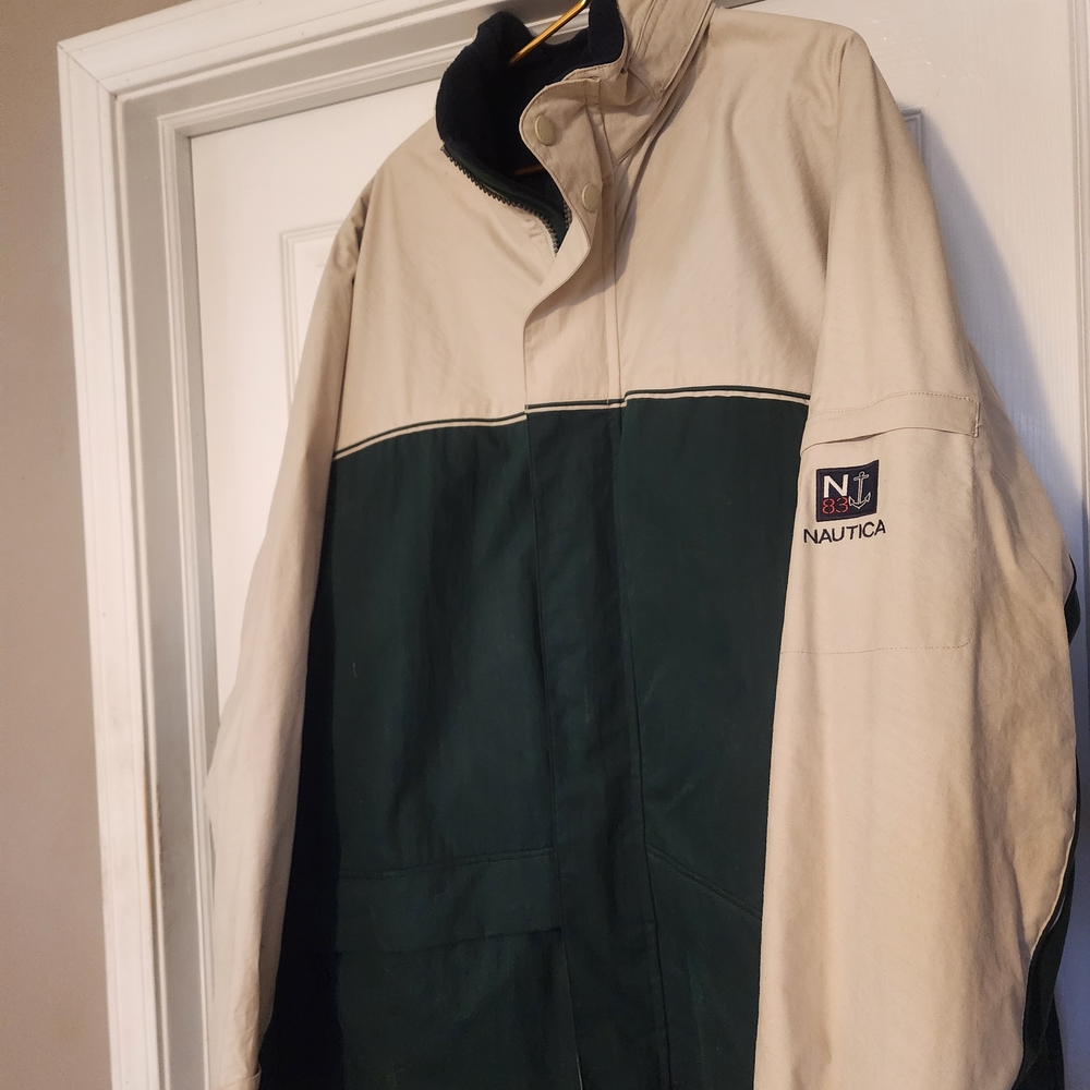Nautica Men's Green and Cream Jacket